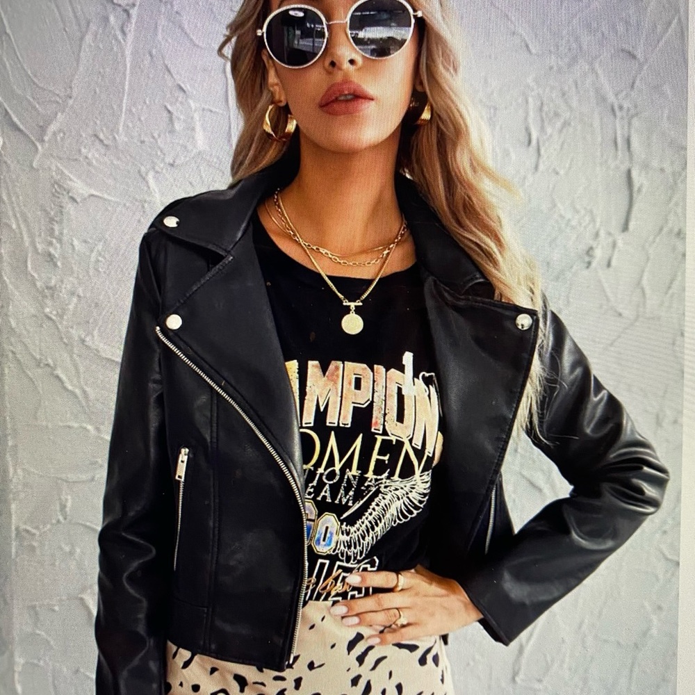 Faux leather biker jacket